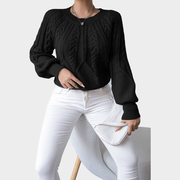 Women’s Knit Sweater Crew Neck Chunky Lantern Sleeve