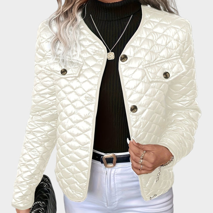 Women’s Quilted Jacket Casual Button Front Pocket
