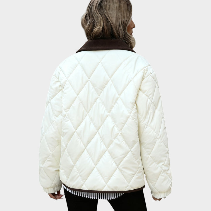 Women’s Quilted Jacket Casual Corduroy Collar Pockets