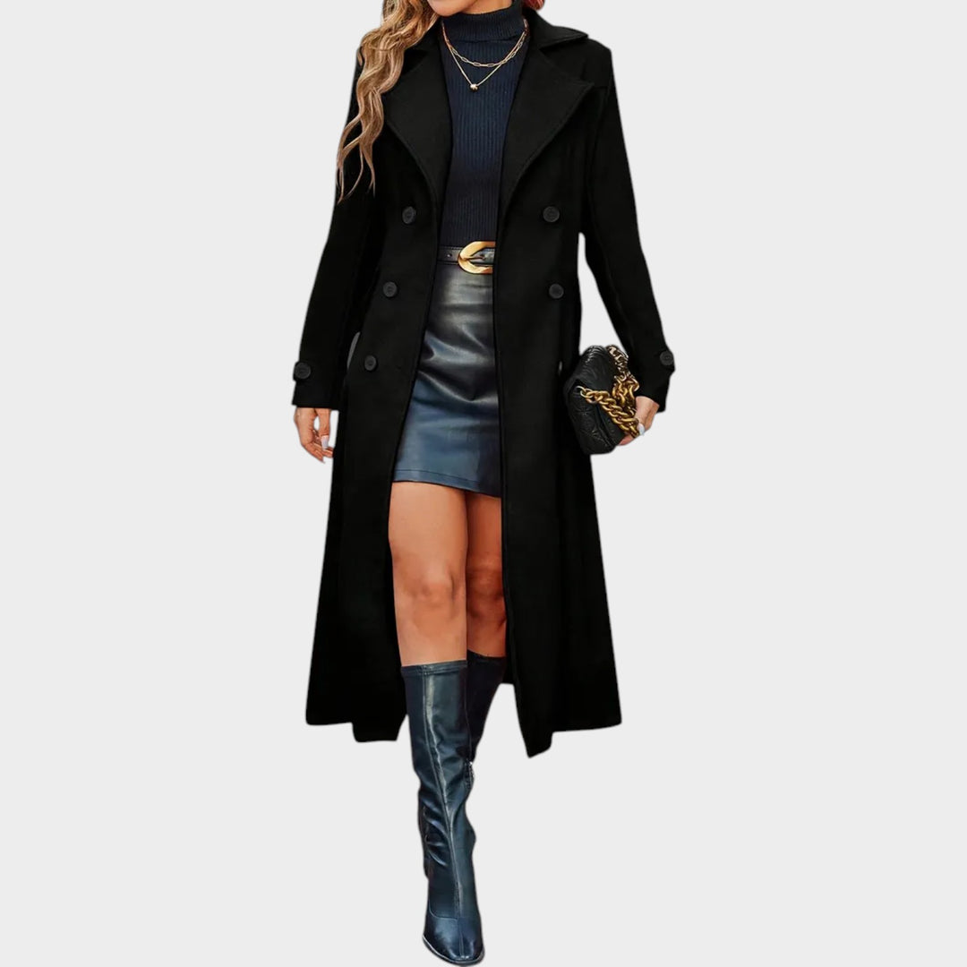 Women’s Double Breasted Coat Notched Lapel Collar