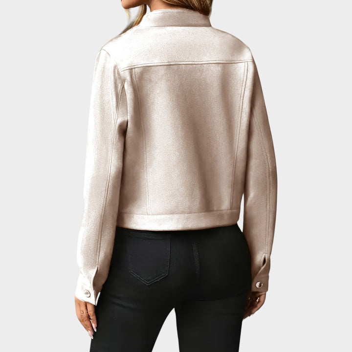 Women’s Leather Jacket Casual Cropped Button Up
