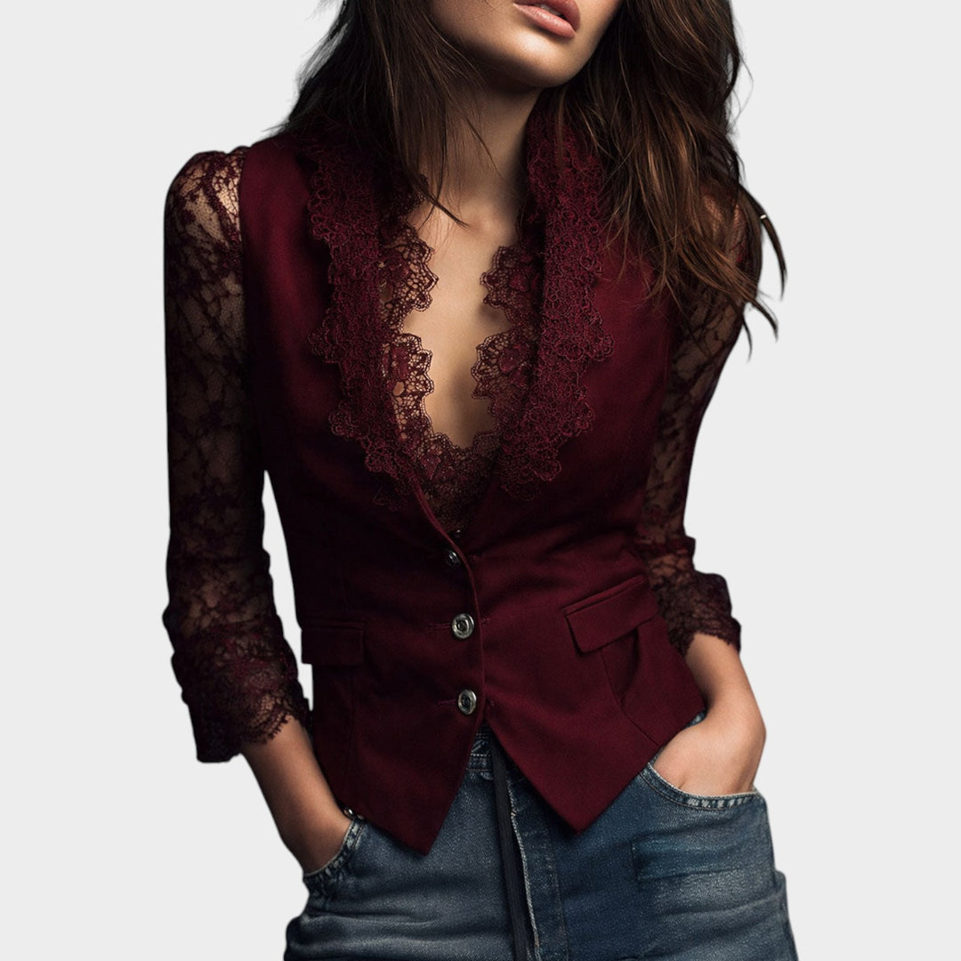 Women’s Blazer Sheer Sleeves Elegant Tailored Fit