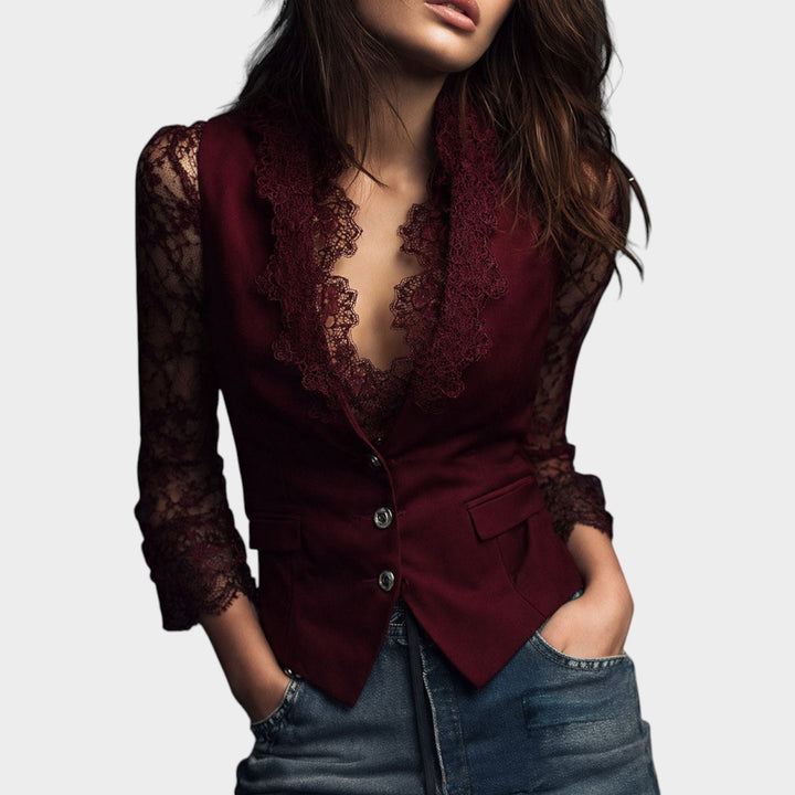 Women’s Blazer Sheer Sleeves Elegant Tailored Fit