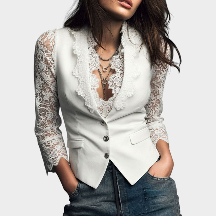 Women’s Blazer Sheer Sleeves Elegant Tailored Fit