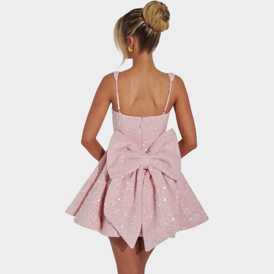 Cocktail Square Neck Sequin Mini Dress