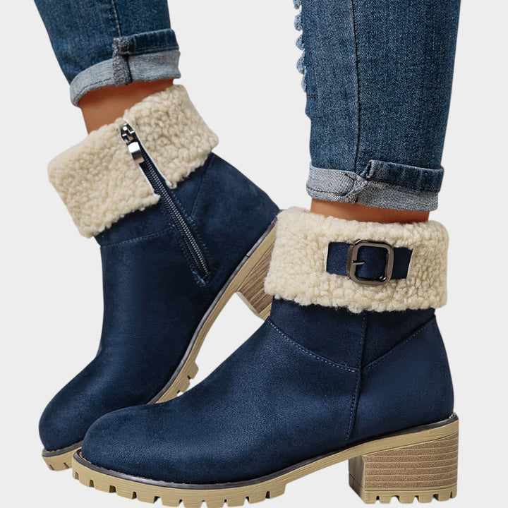 Women’s Ankle Boots Furry Collar Thick Sole Round Toe