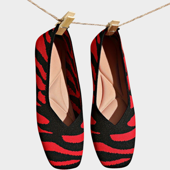 Women’s Ballet Flats Zebra Print Square Toe