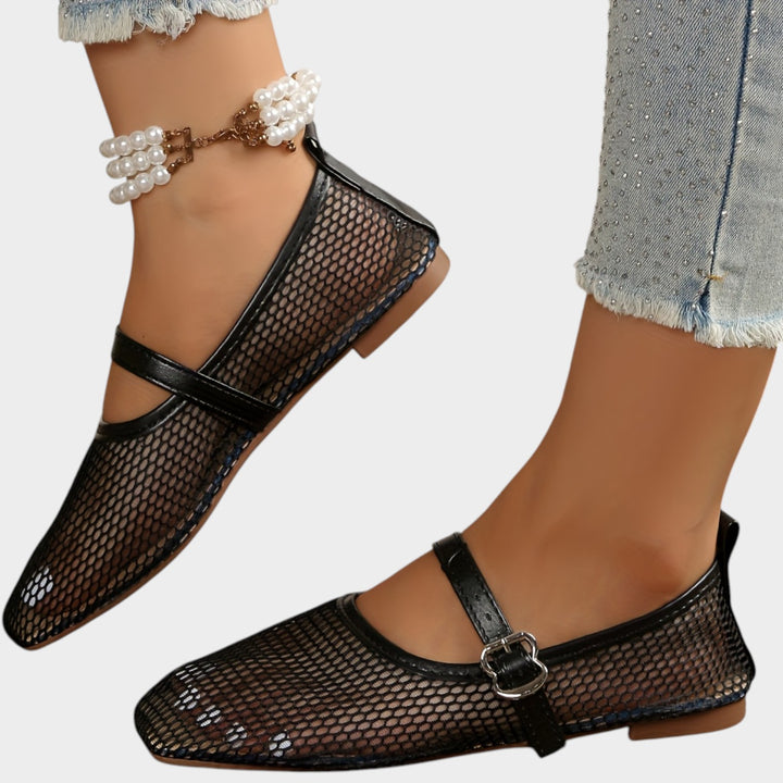 Women’s Mesh Ballet Flats Casual Buckle Strap