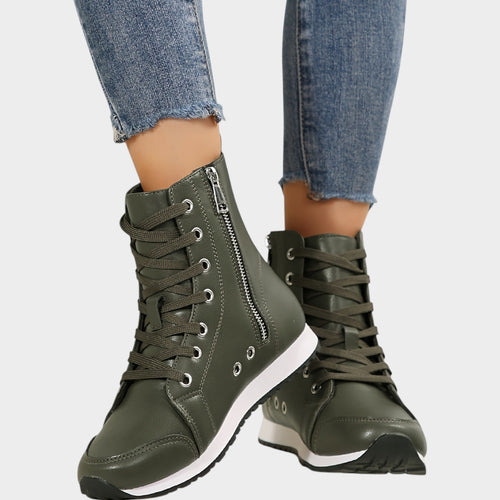 Women’s Ankle Boots Side Zip Lace Up Casual Style
