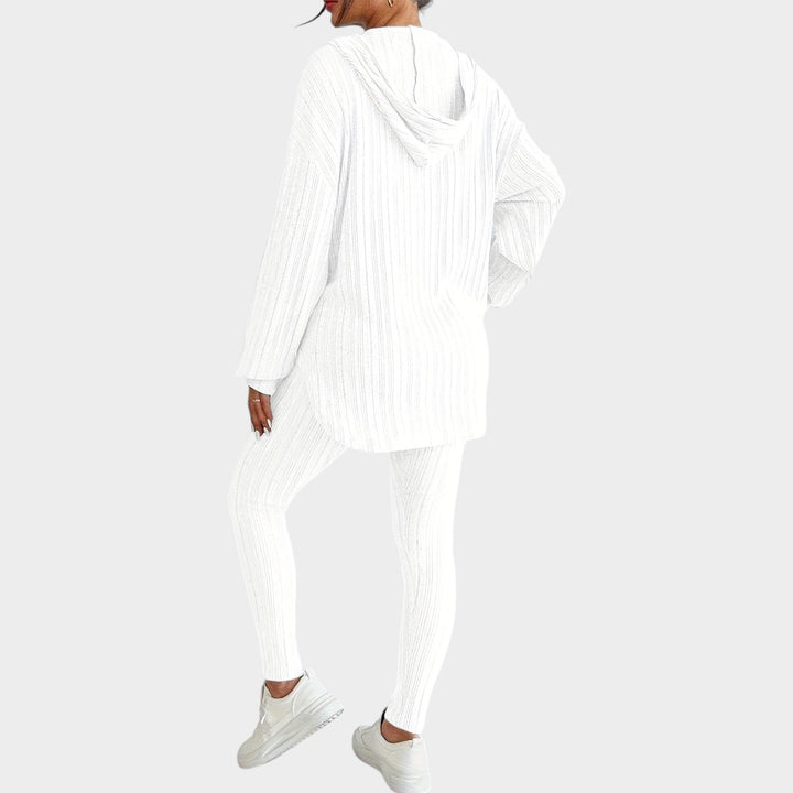 Women’s Matching Set 2 Piece Lounge Set Casual Ribbed Knit Hooded