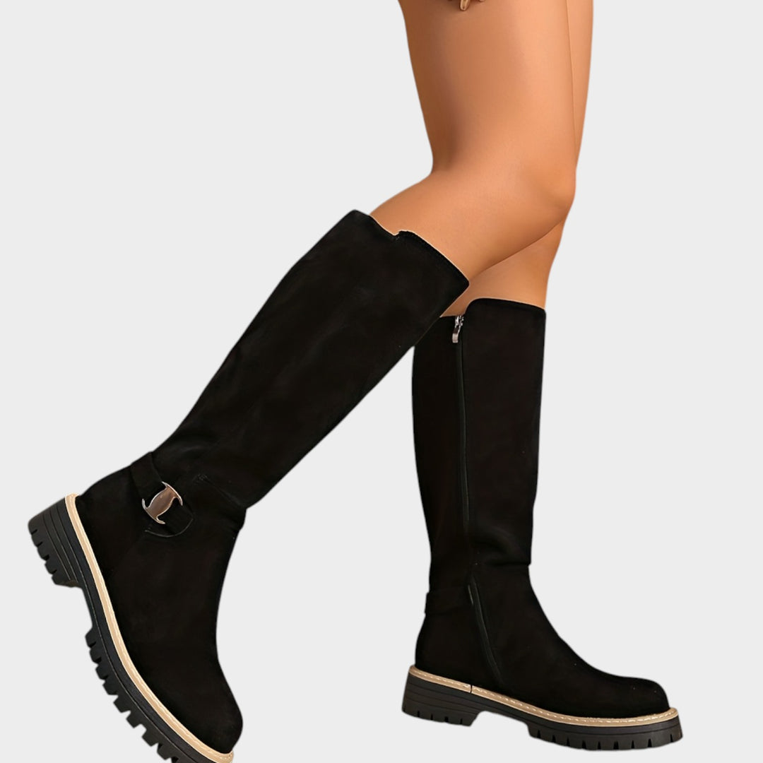 Women’s Over The Knee Boots Round Toe Thick Sole Side Zip