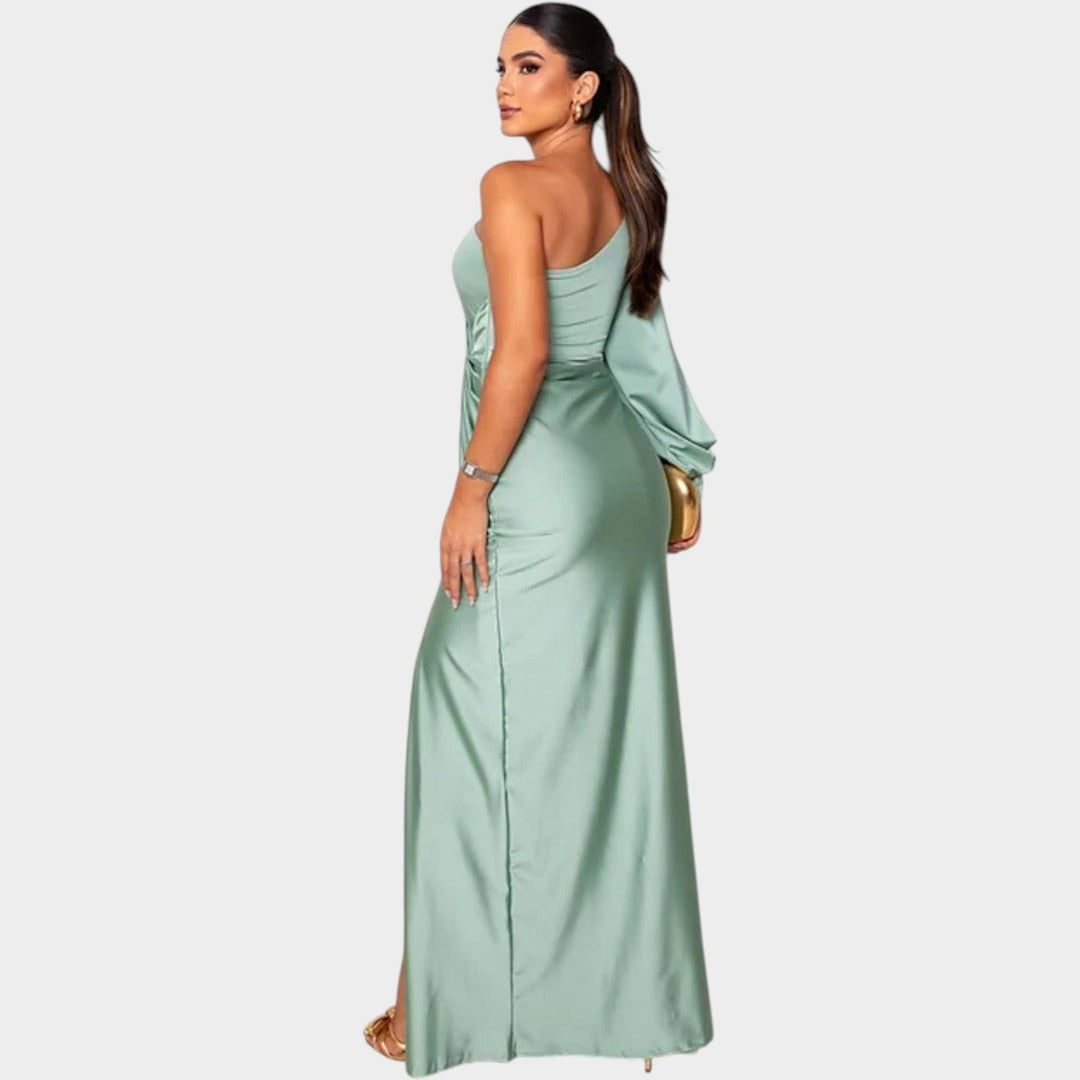 Formal Draped One Shoulder Maxi Dress