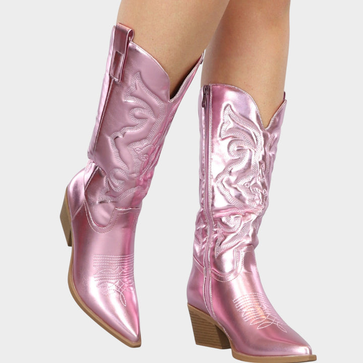 Mid Calf Statement Western Cowboy Boots