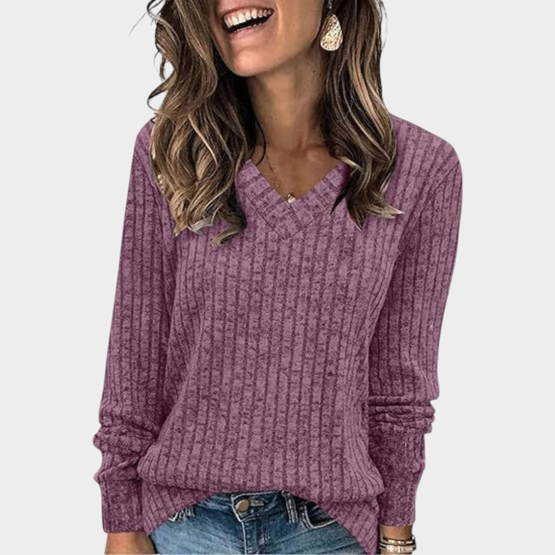 Women’s V Neck Sweater Long Sleeve Pullover