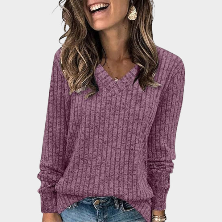 Women’s V Neck Sweater Long Sleeve Pullover