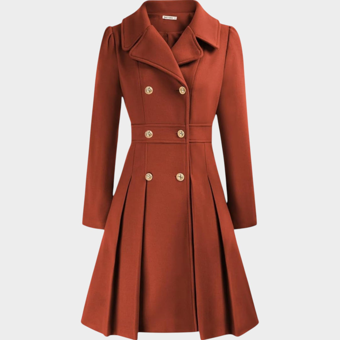 Classy Double Button Long Sleeve Wool Coat