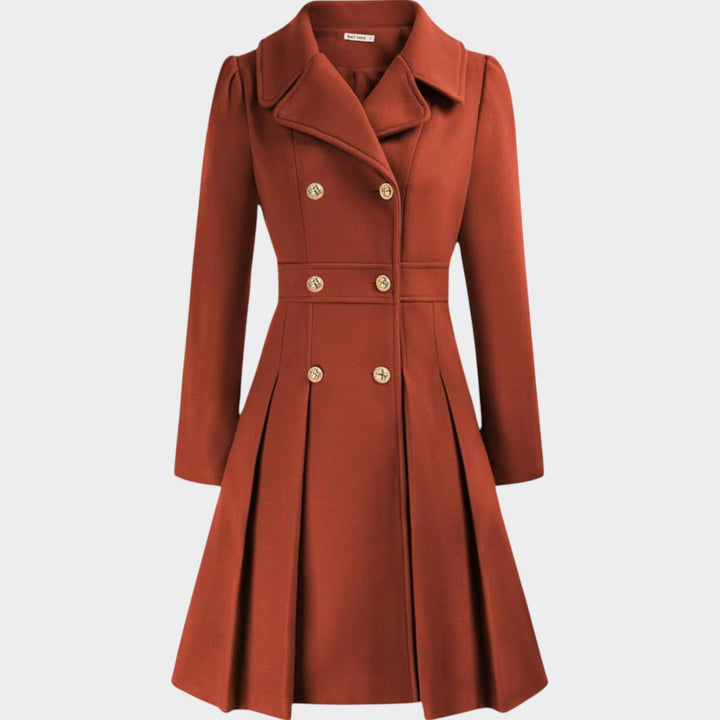 Classy Double Button Long Sleeve Wool Coat