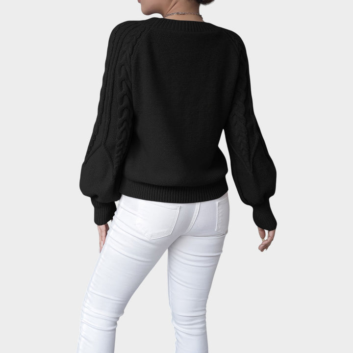 Women’s Knit Sweater Crew Neck Chunky Lantern Sleeve