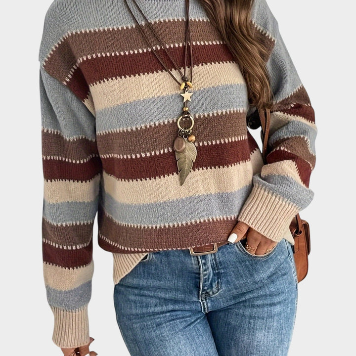 Women’s Striped Sweater Crew Neck Casual Pullover