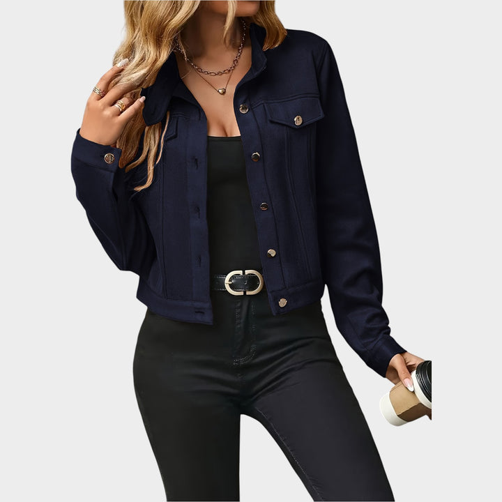 Women’s Leather Jacket Casual Cropped Button Up