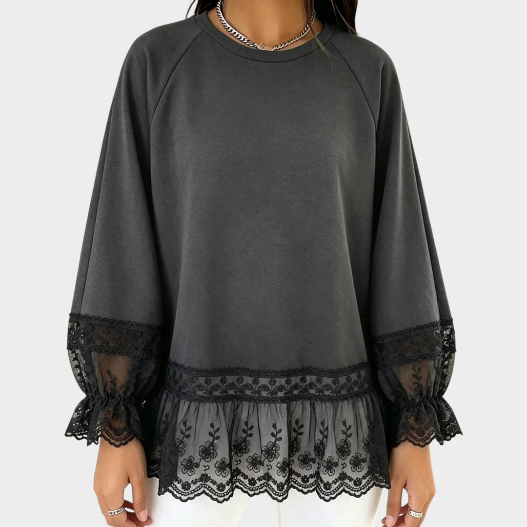 Women’s Loose Fit Sweatshirt Lace Panel Detail