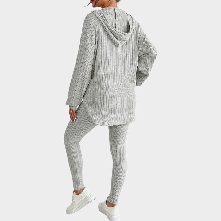 Women’s Matching Set 2 Piece Lounge Set Casual Ribbed Knit Hooded