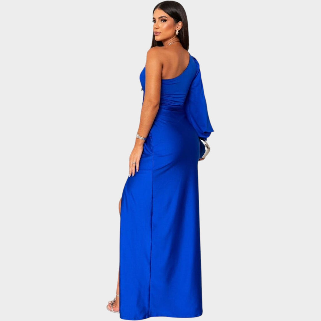 Formal Draped One Shoulder Maxi Dress
