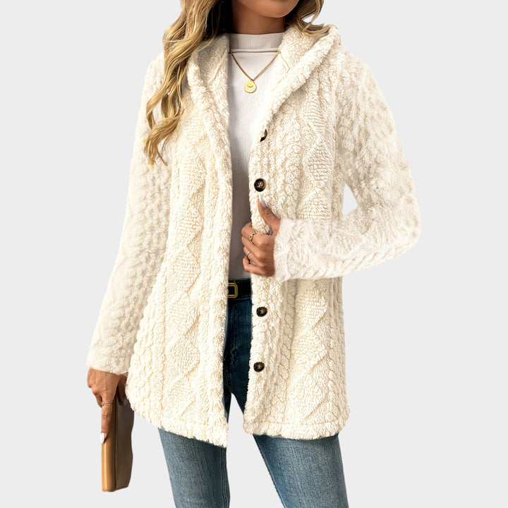 Women’s Fleece Jacket Casual Knit Hooded Button Up