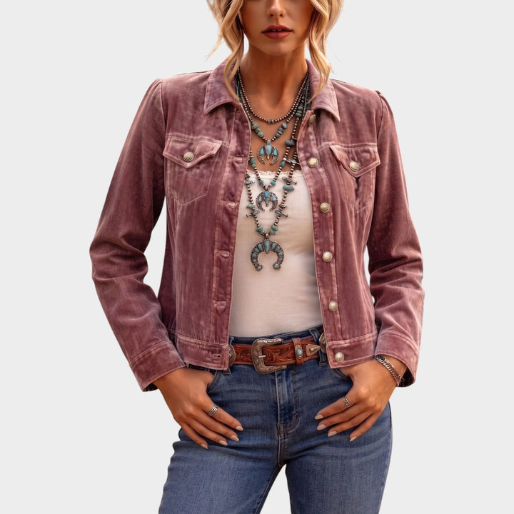 Women’s Vintage Wash Jacket Button Front Casual Style