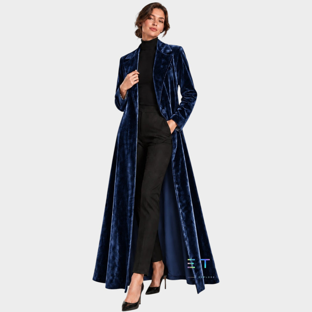 Women’s Velvet Coat Open Front Relaxed Silhouette