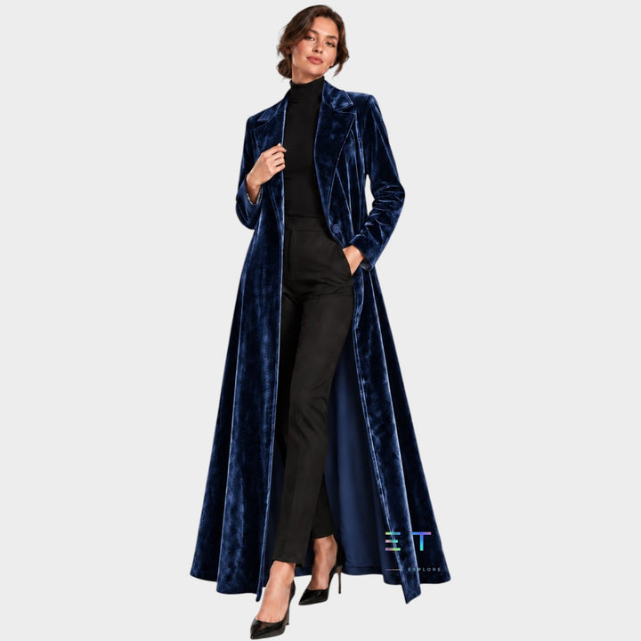 Women’s Velvet Coat Open Front Relaxed Silhouette