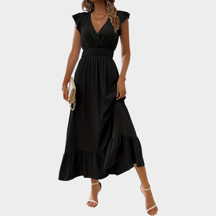 Cocktail Ruffle Hem Midi Dress