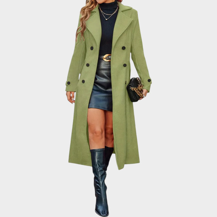 Women’s Double Breasted Coat Notched Lapel Collar
