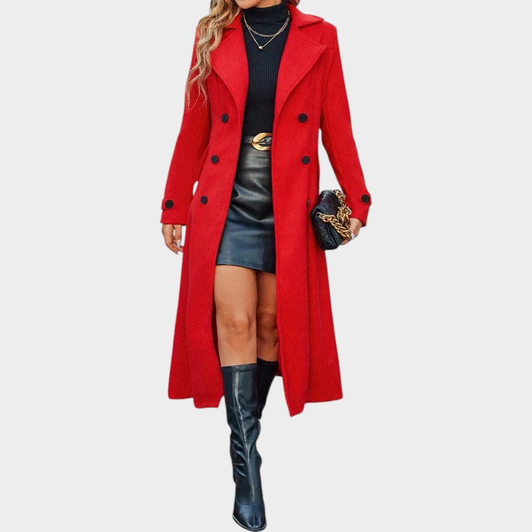 Women’s Double Breasted Coat Notched Lapel Collar