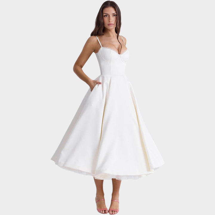 Cocktail Spaghetti Strap Midi Dress