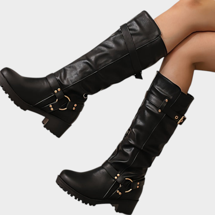 Women’s Knee High Slouch Boots Classic Style Wide Fit