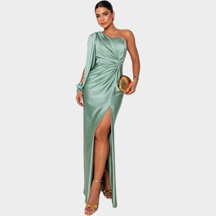 Formal Draped One Shoulder Maxi Dress