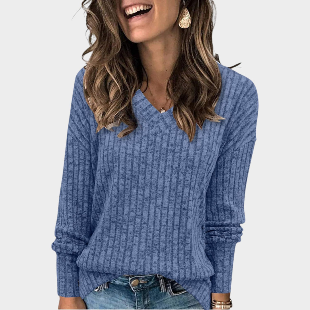 Women’s V Neck Sweater Long Sleeve Pullover