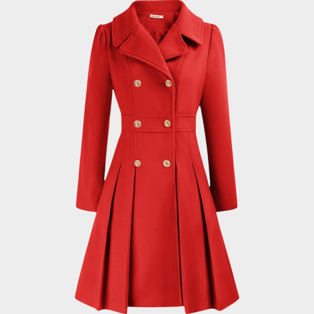 Classy Double Button Long Sleeve Wool Coat