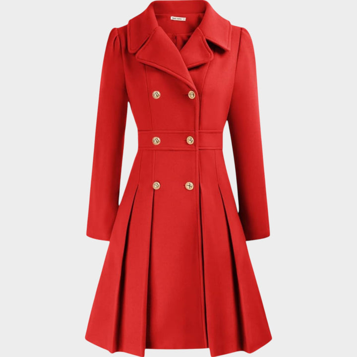 Classy Double Button Long Sleeve Wool Coat