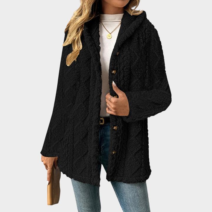 Women’s Fleece Jacket Casual Knit Hooded Button Up