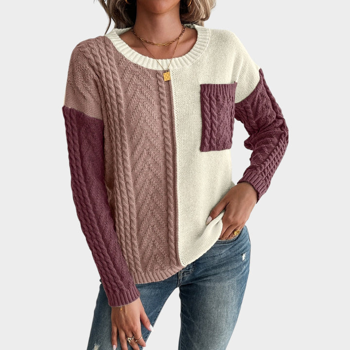 Women’s Crew Neck Sweater with Pocket Detail
