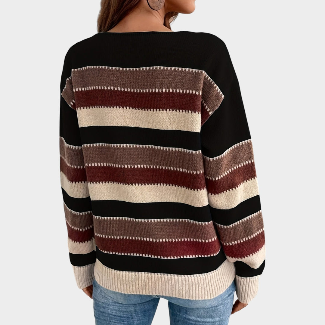 Women’s Striped Sweater Crew Neck Casual Pullover