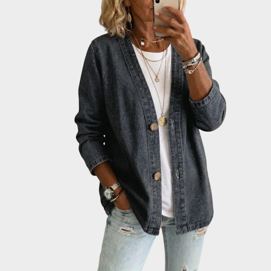 Women’s Denim Cardigan Button Front Longline Style
