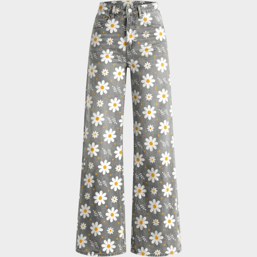 Fashion Jeans with Eye-Catching Floral Print