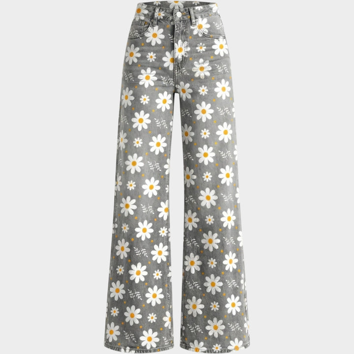 Fashion Jeans with Eye-Catching Floral Print