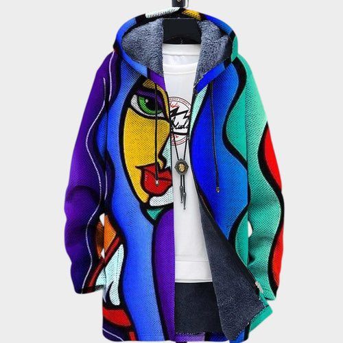 Women’s Fleece Jacket Creative Print Contemporary Style