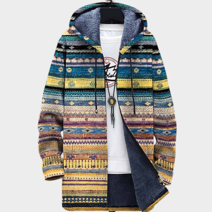 Women’s Fleece Jacket Geometric Pattern Chic Style