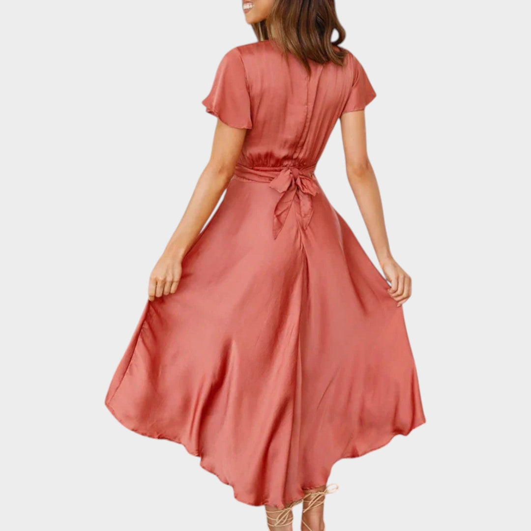 Formal Satin Cut Out Midi Dress