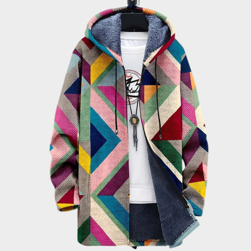 Women’s Fleece Jacket Retro Print Casual Style